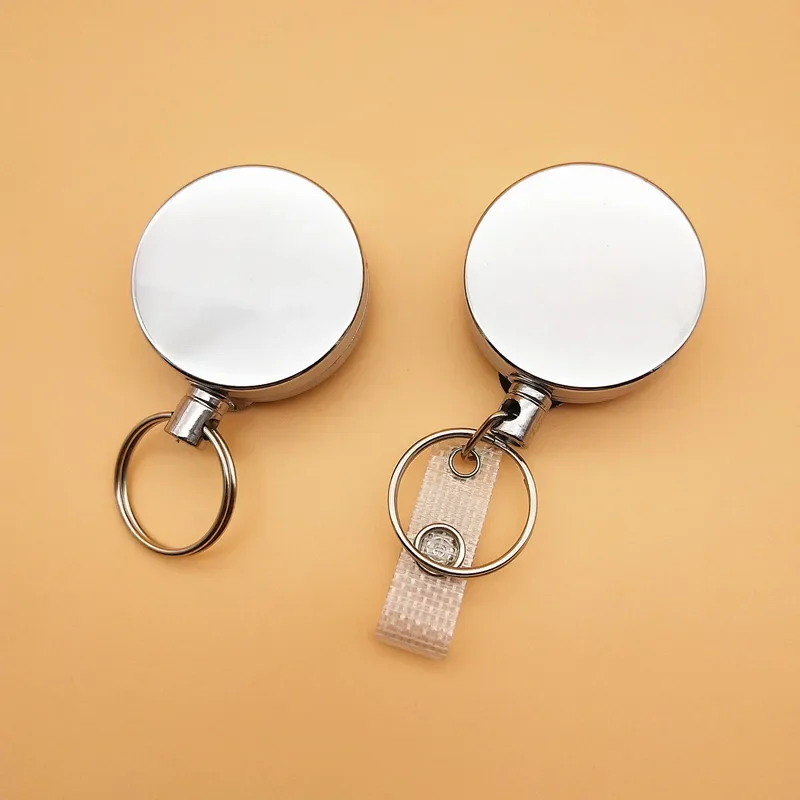 

1PC Metal Easy-pull Buckle Telescopic Wire Rope Key Chain Certificate Badge Reels ID Holder with Key Chain Retractable Keychain