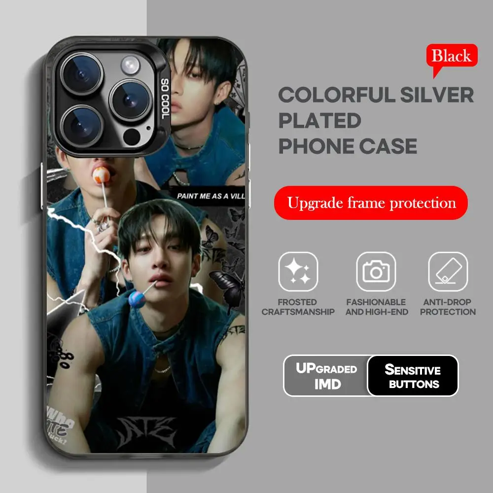 Korean Singer B-bang-chanS Black IMD Colorful Silver Soft Phone Case