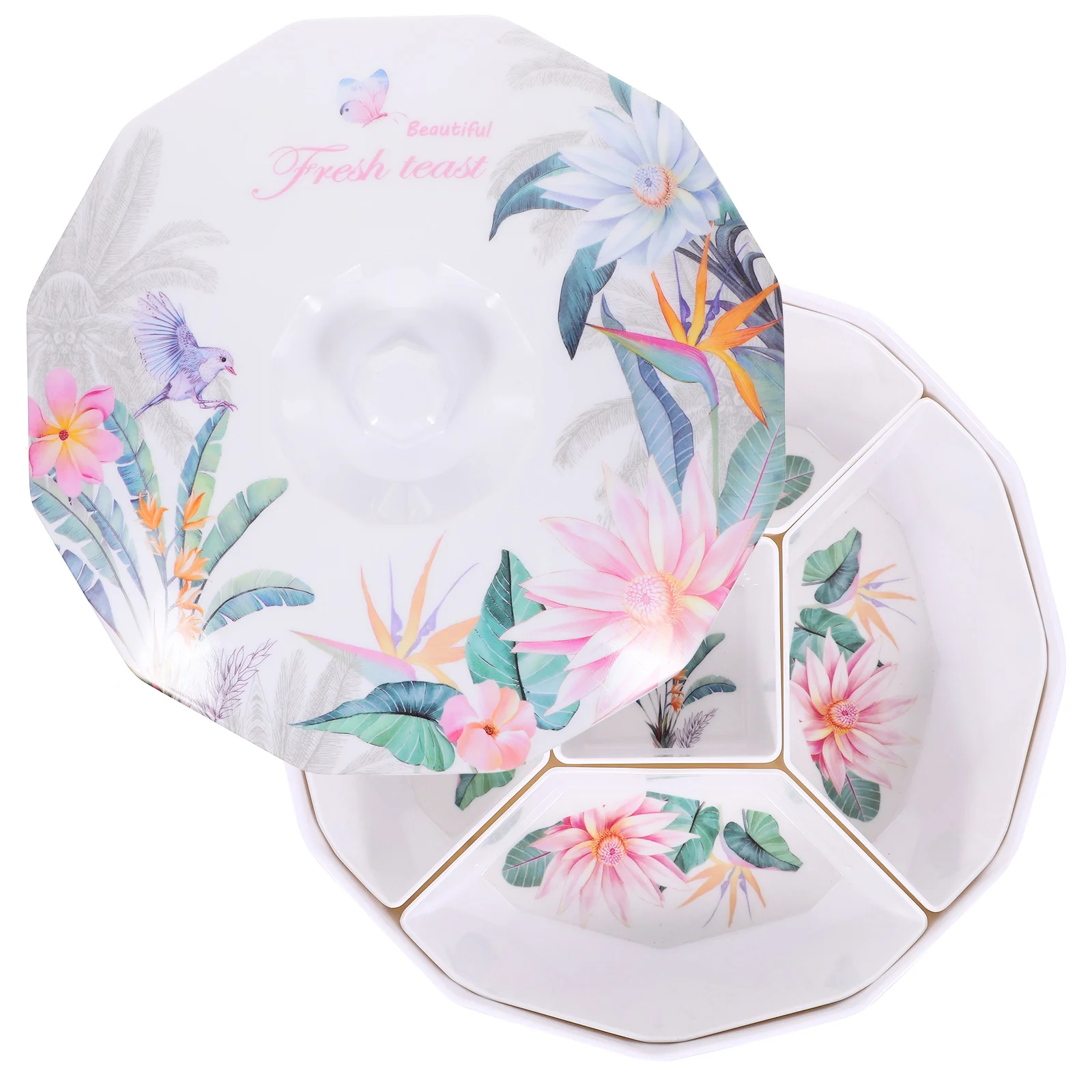 

Large Candy Trays with Lids Fruit Dish Nutcr Appetizer Serving Melamine