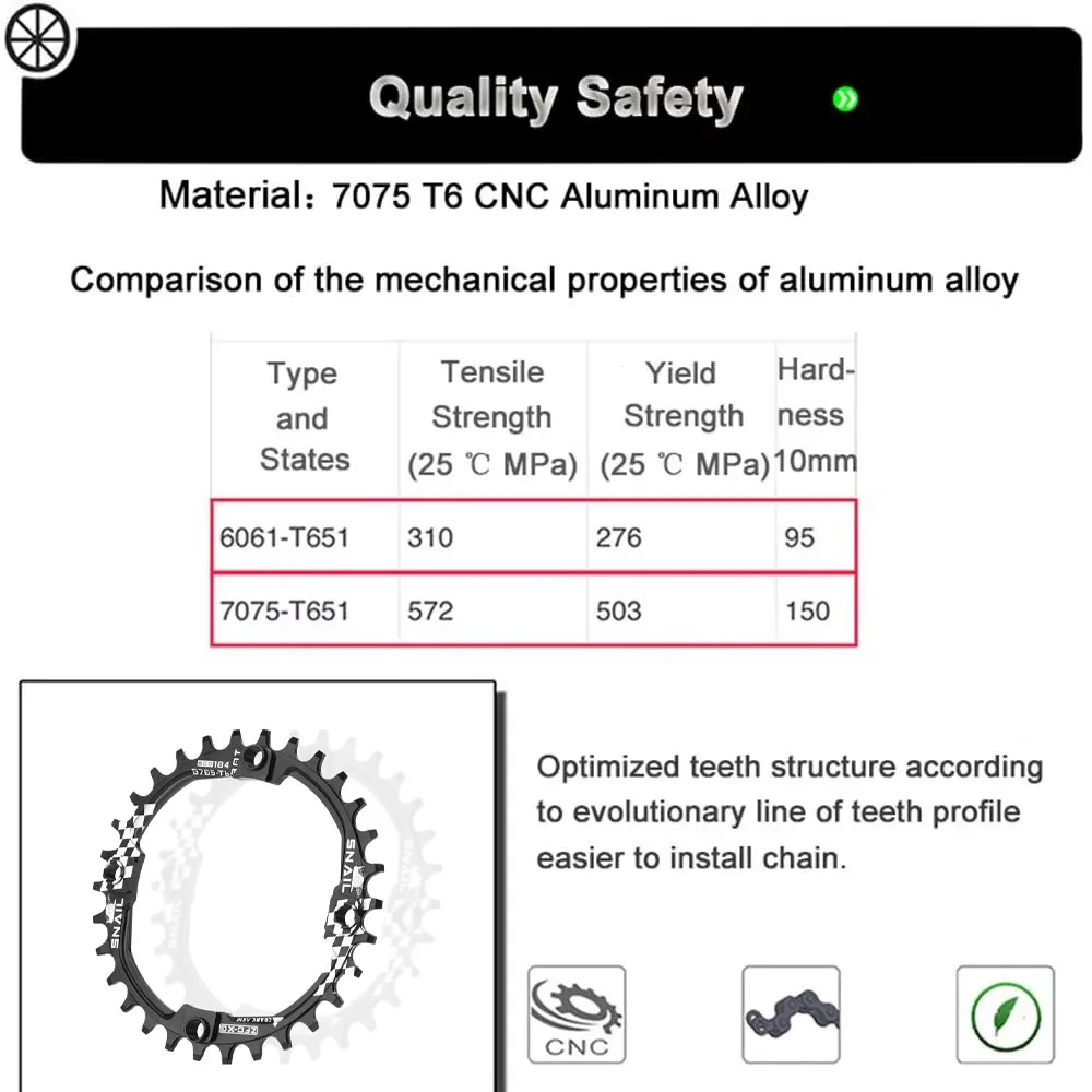 BUCKLOS Anello Catena Bici 104BCD – Stretto/largo Rotondo O Ovale 30-42T Per Mountain Bike – Compatibile Shimano/SRAM