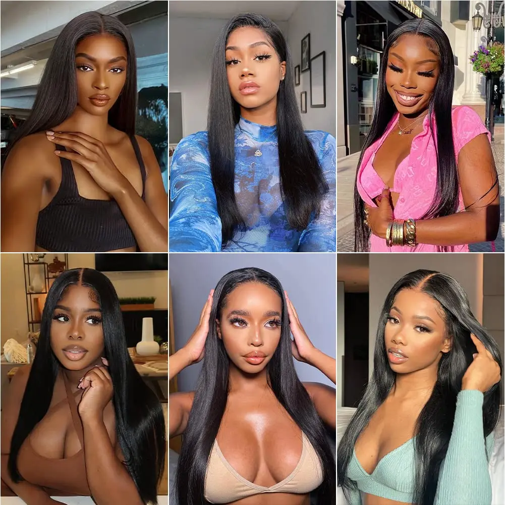 18-32 Inch 13x4 Straight Human Hair Wigs Lace Front Wig for Women Transparent Lace Frontal Human Hair Wig 180 Density