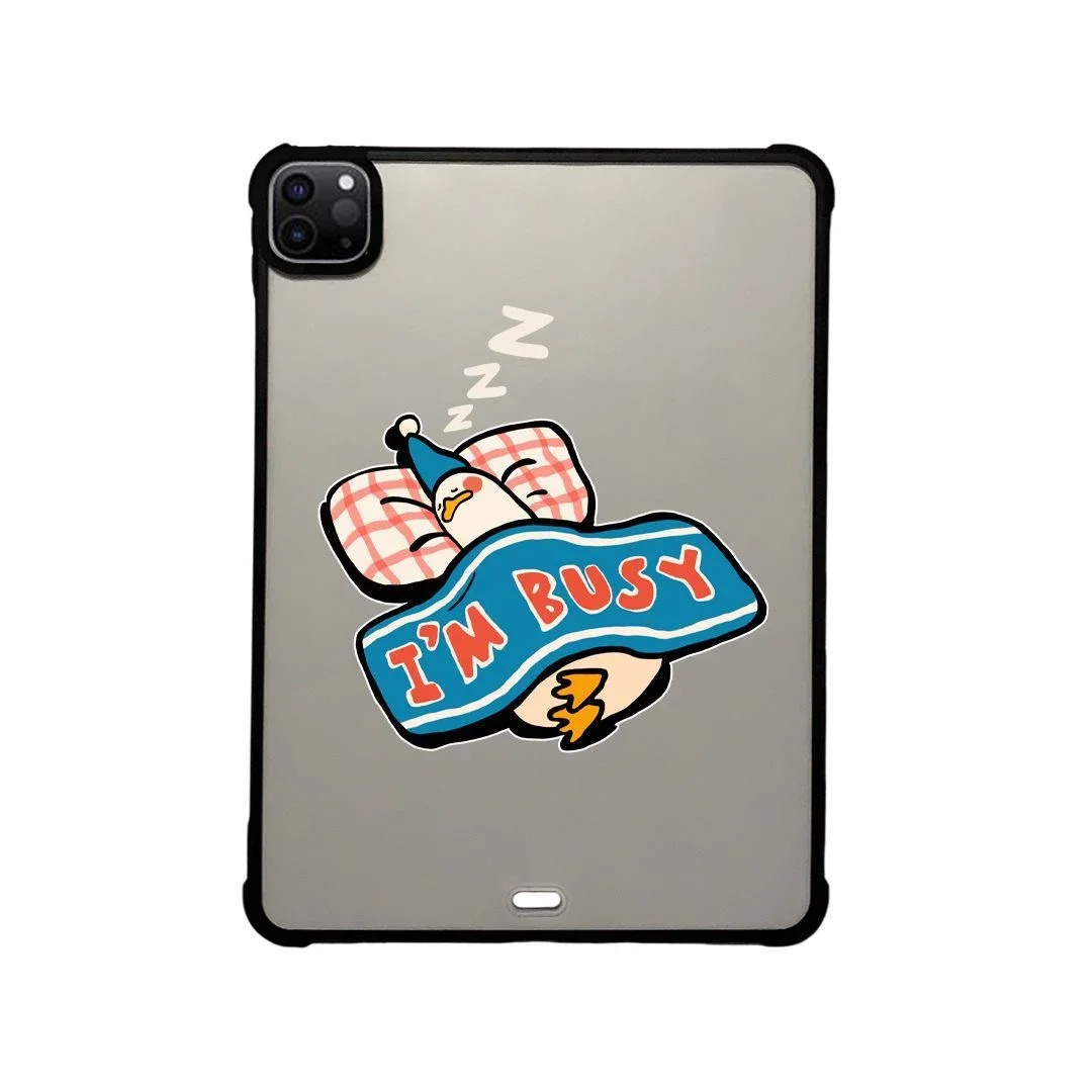 Cartoon Tired Duck Acrylic Protective IPad Case Cover for IPad Mini 6 Air 4 5 IPad Pro 2020 2021 2022