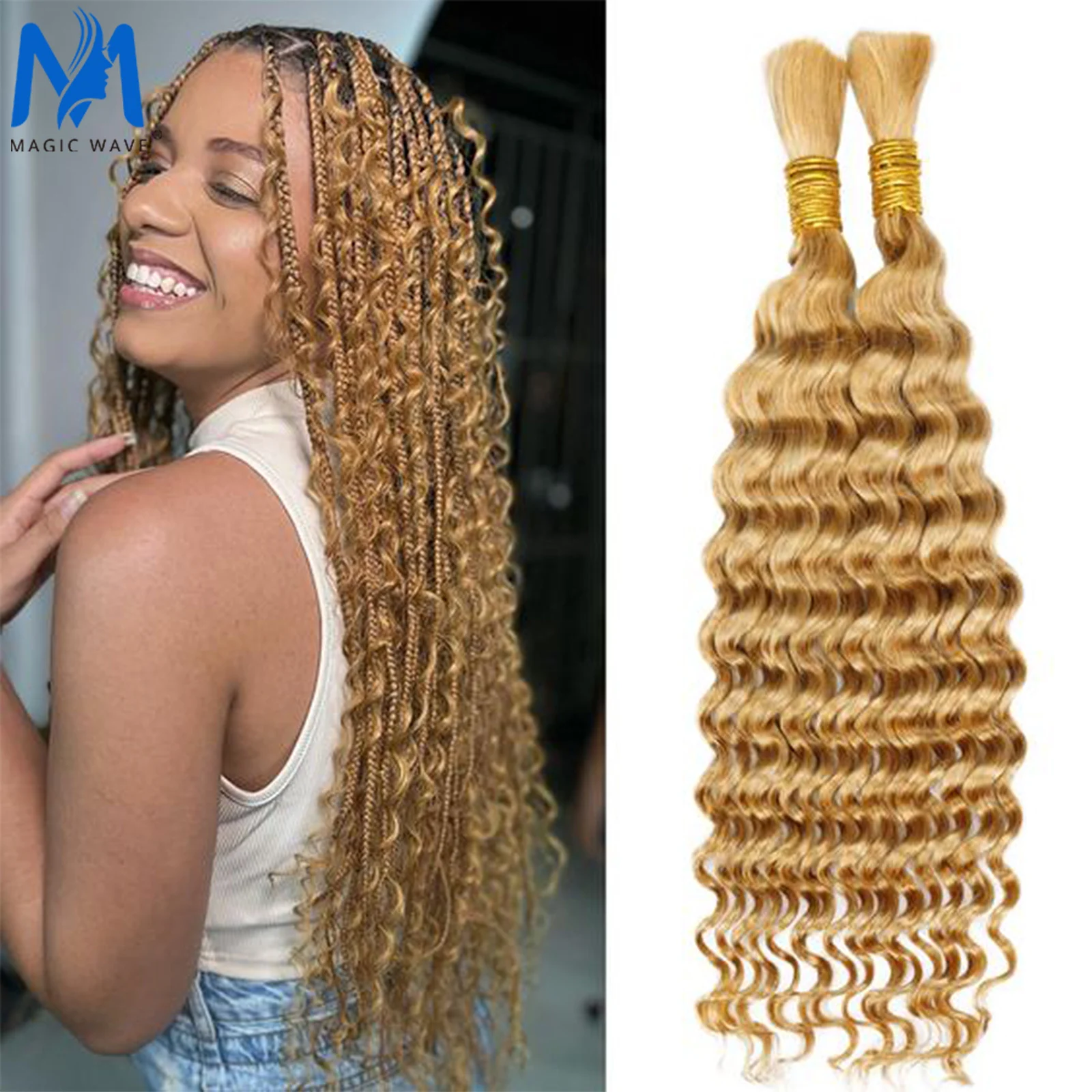 

26 28 Inches Deep Wave Human Hair Bulk 100% Virgin Human Hair for Braiding No Weft Extensions Curly Human Hair Bulk Bundles