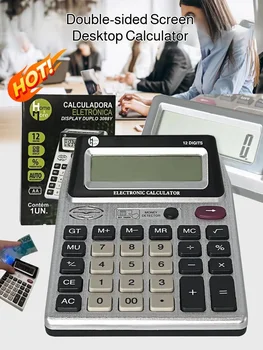 12-Digit Large LCD Display Calculator Standard Function Calculator with Solar & Battery Dual Power for Home Basic Desktop Office