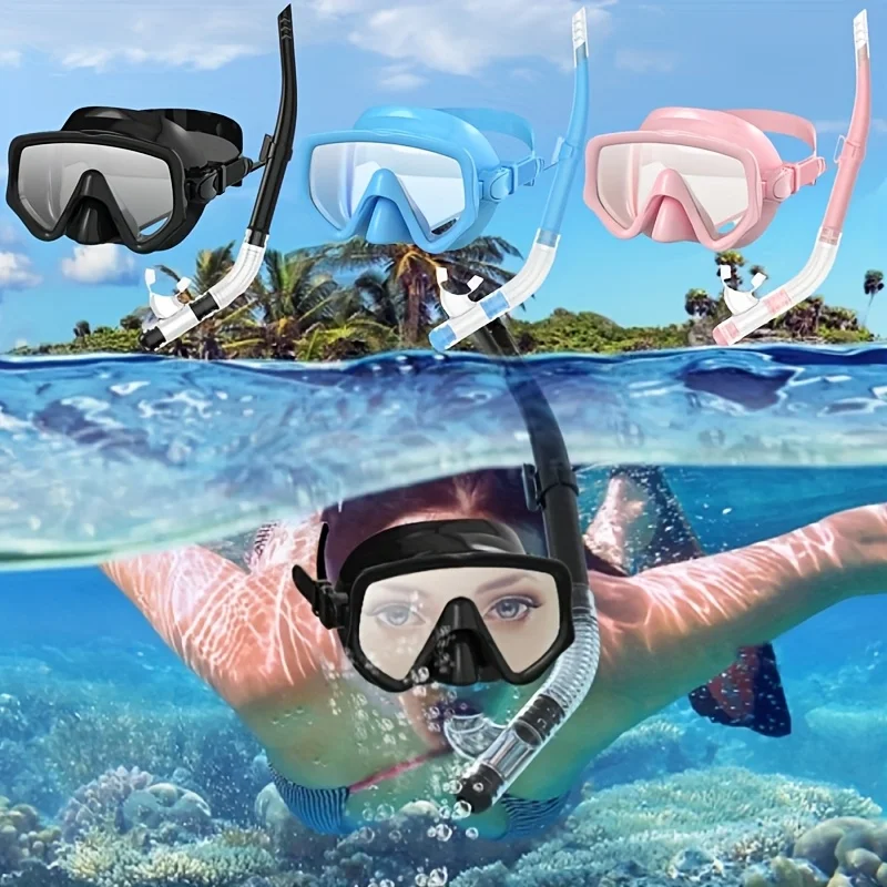 Dry Snorkel Set Diving Mask For Adults Tempered Glass Professional Panoramic Snorkeling Gear Swimming Training Snorkel Kit snorkeling diving mask,diving mask,snorkel set