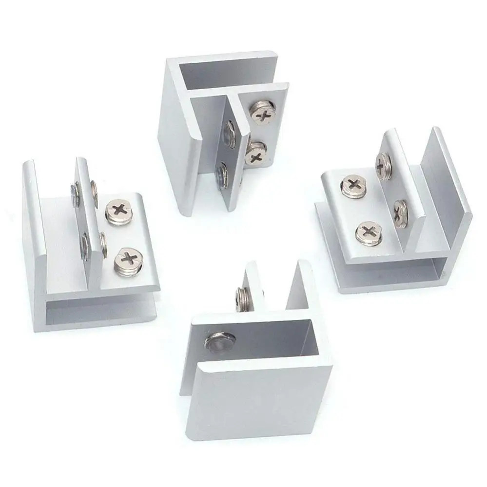 Cabinet Backplates 90 Degree Glass Clip Adjustable Aluminum Alloy Glass Support Bracket 2 Sides for Display Cabinets