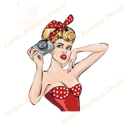 Fuzhen Boutique Decals Exterior Accessories for Retro Photo Girl Car Stickers Creative Sunscreen Decals Vinyl Car Door Protector