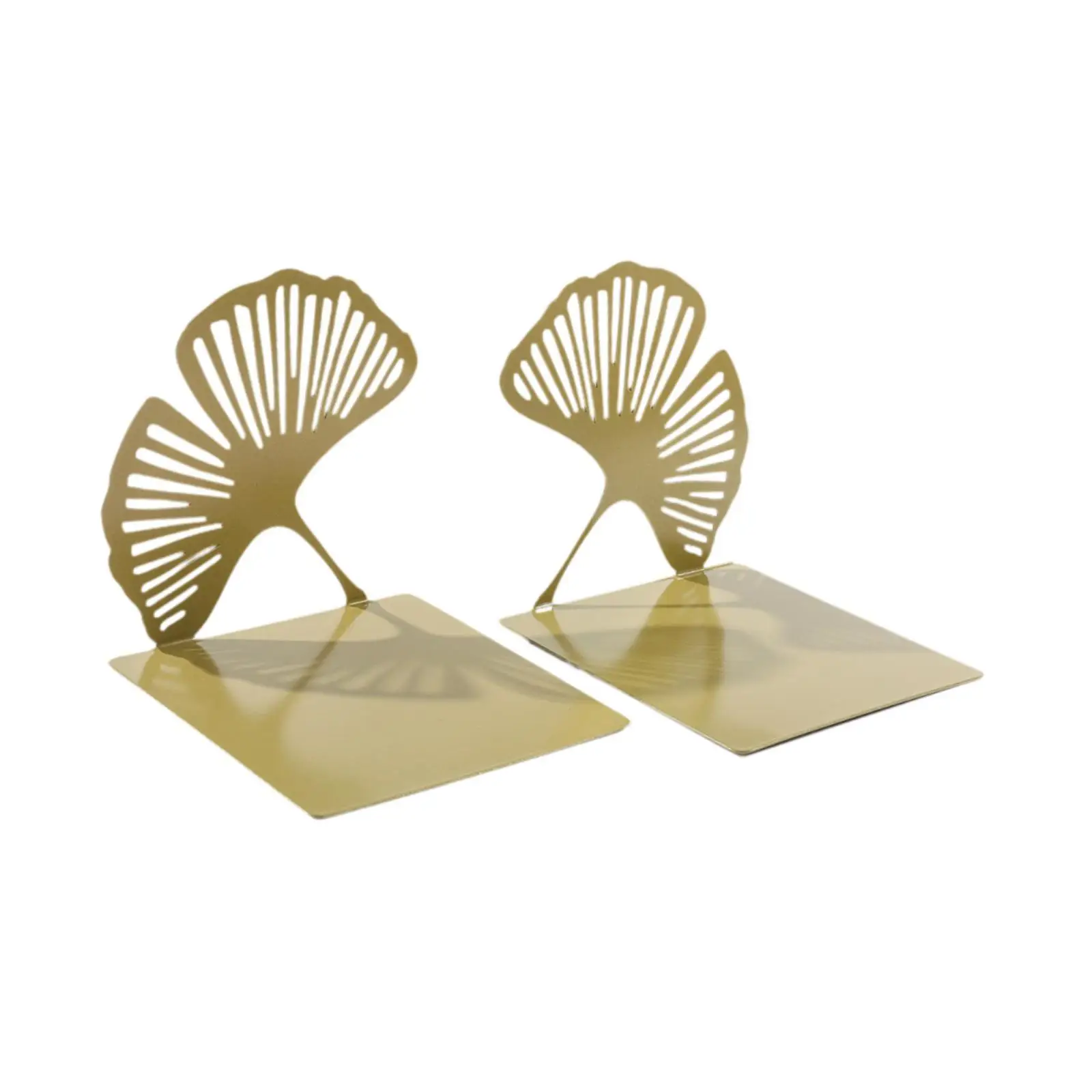 2 Pieces Ginkgo Leaf Bookend Unique Book Stand Bookend for Shelves AntiSlip Desktop Bookshelf Hollowed Out for Desk Home