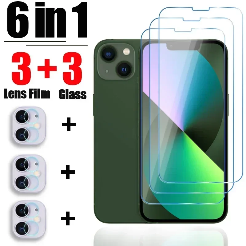 

Защитное стекло 6 в 1 для iPhone 14, 13, 12, 11 Pro Max, мини-пленка для объектива камеры для iPhone X, XR, Xs Max, SE 2020, 7, 8, 6, 6S, 14 Plus, стекло
