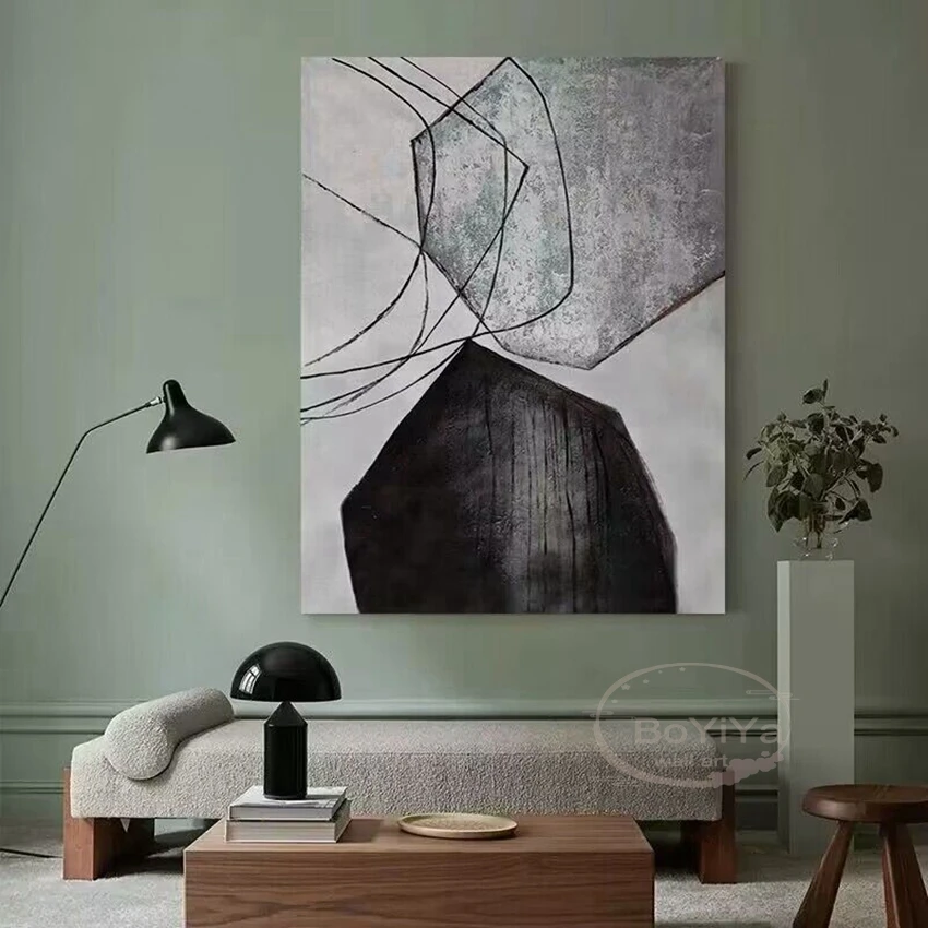 

Nordic Modern Abstract Color Matching Art Handmade Oil Painting For Home Decoration Bedroom Dining Room Living Room Sofa Mural
