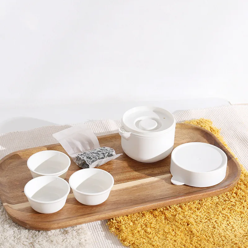 Chinese Kung Fu Tea Set Drop-proof Outdoor Portable Travel Tea Set 1 Teapot 3 Cups Outing Making Tools Free Experience