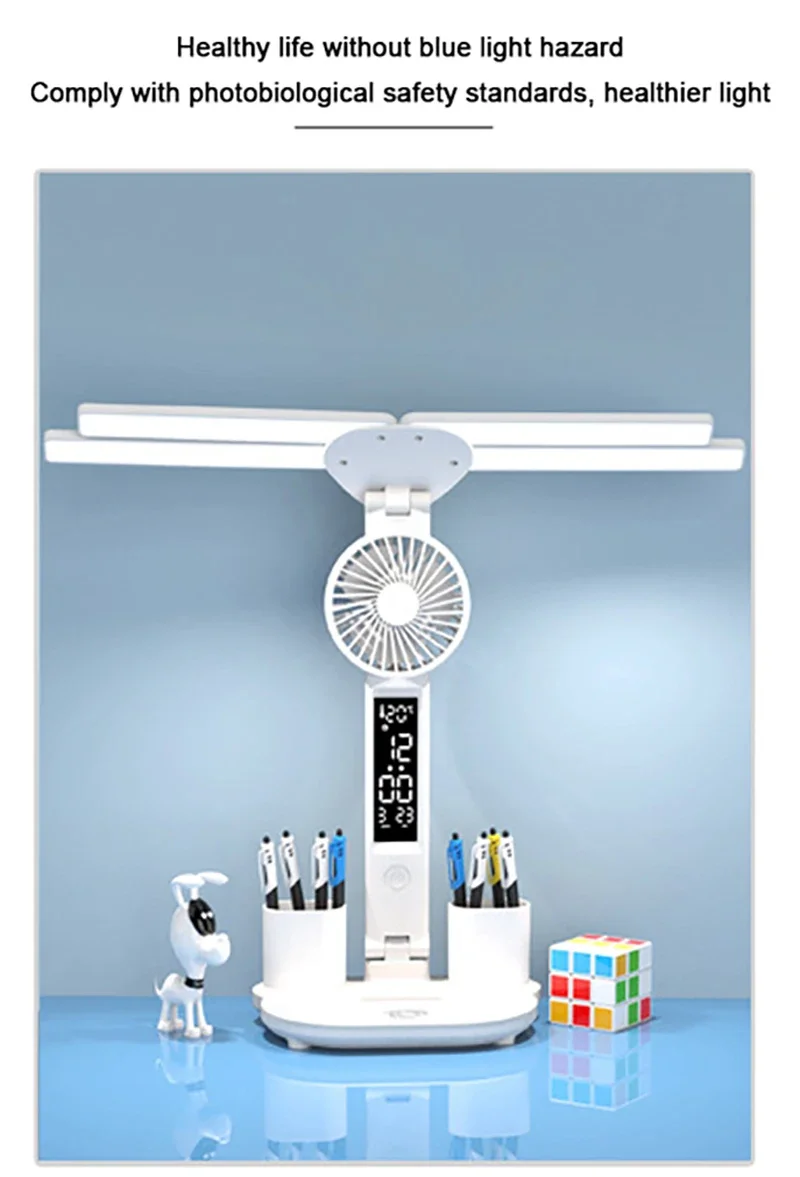 Description Picture 6 of itemWth Fan Table Lamps Rechargeabl Led Clock Dispaly Reading Table Lights Bedhead Living Room Decoration Touch Lighting Fixtures