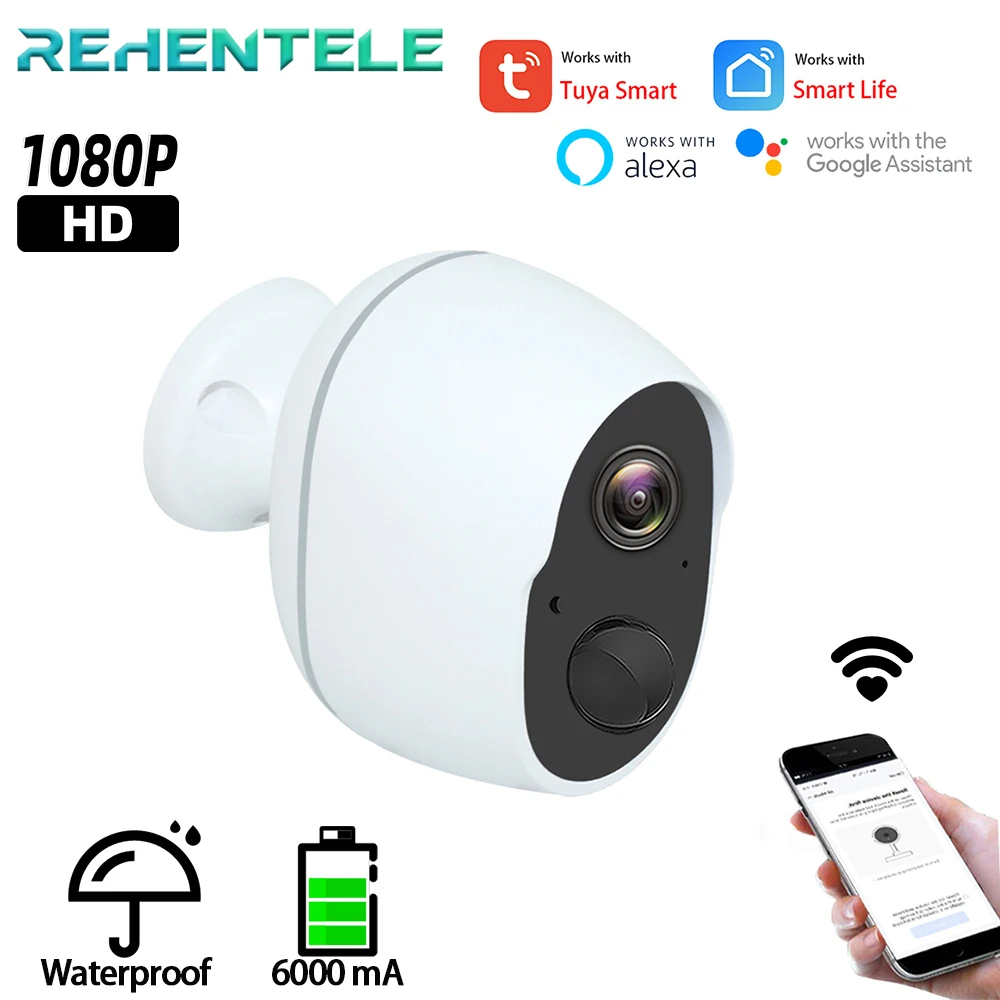 

Tuya Battery Camera Rechargeable Battery IP65 Outdoor Wireless WiFi 1080P Smart Surveillance IP Camera Works with Alexa Google