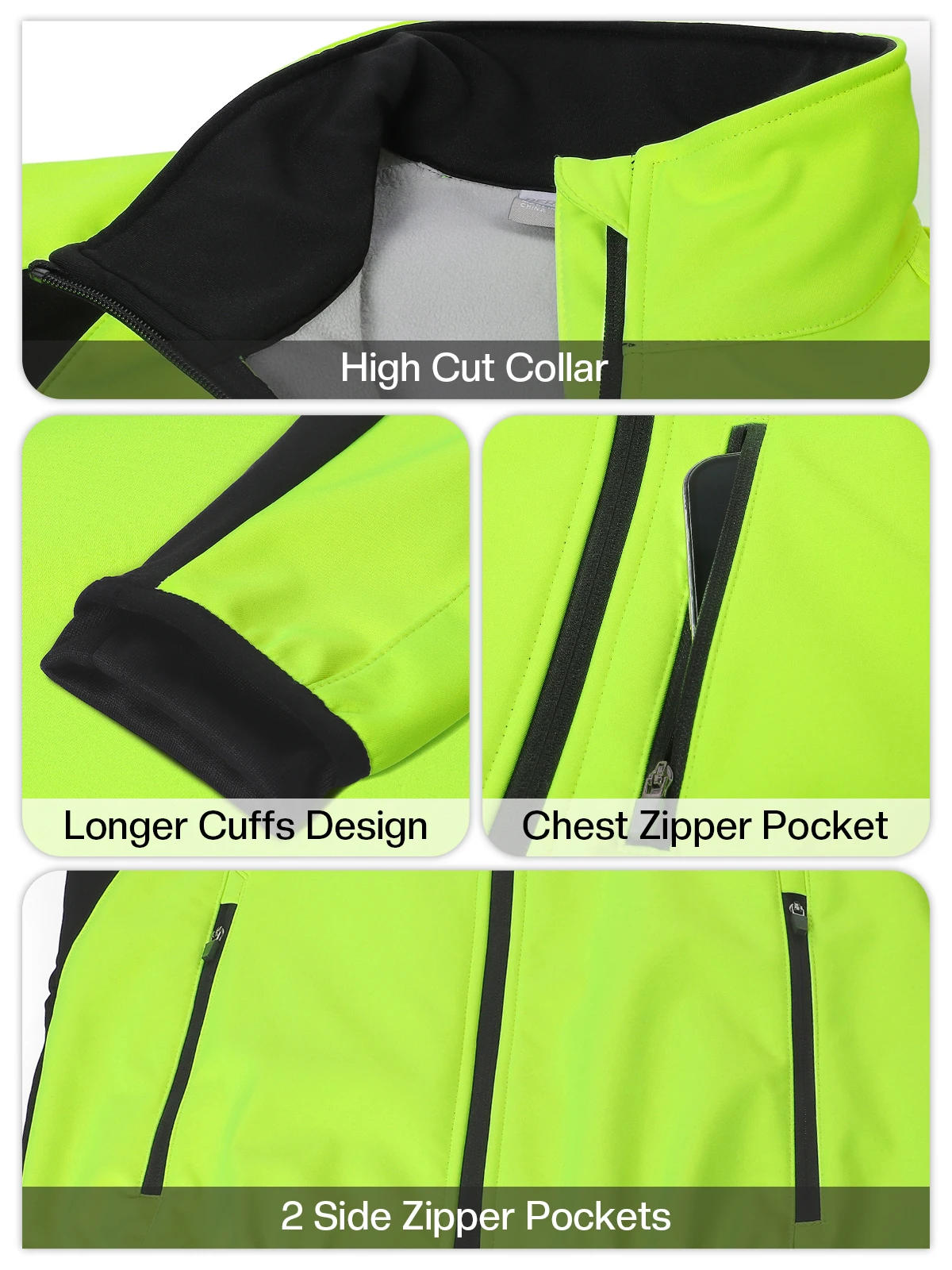 Winter Cycling Jacket Mens Waterproof Windproof Fleece with 6 Pockets
