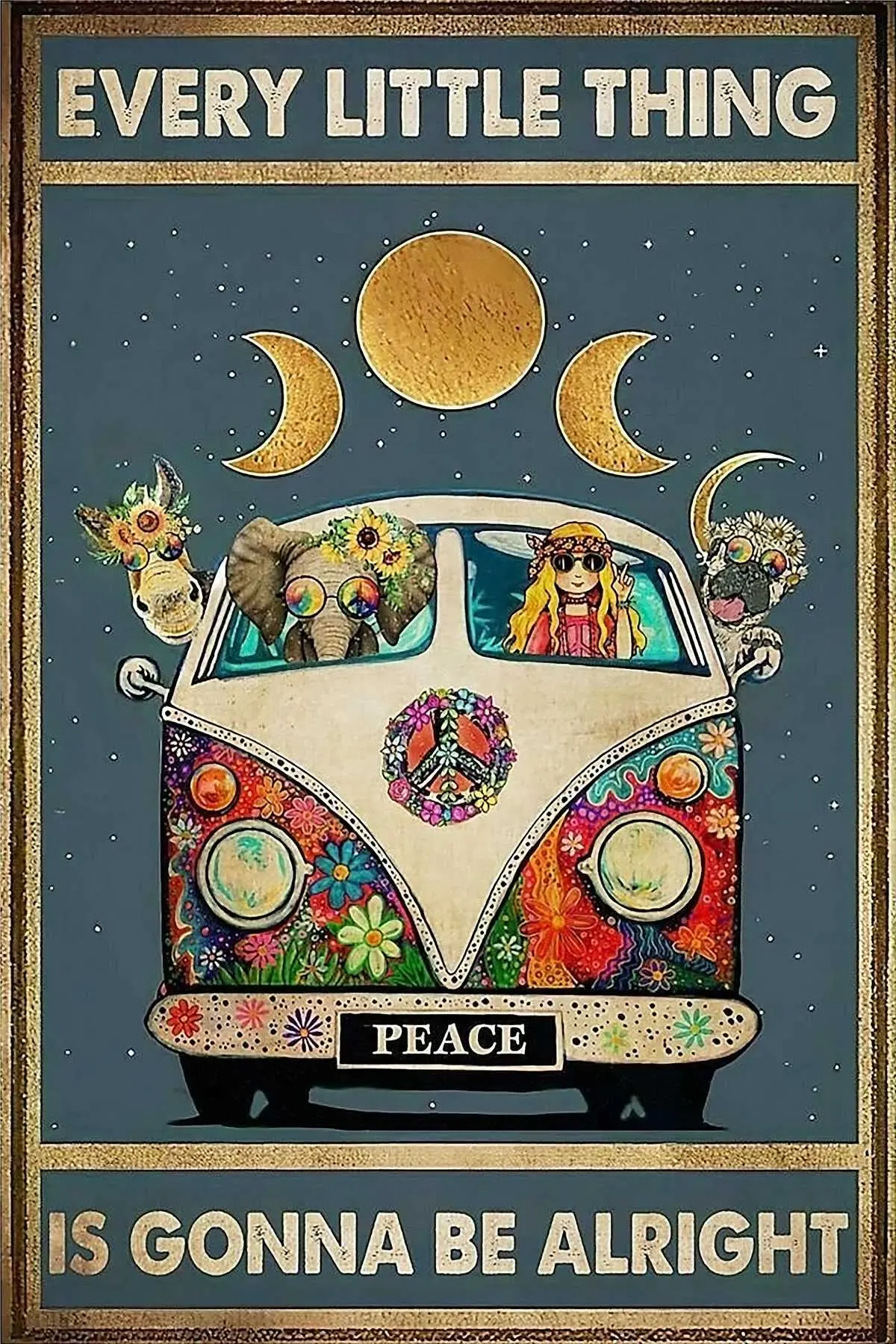 

Bestylez Vintage Hippie Poster Eevery Little Thing Is Gonna Be Alright Sign For Home Office Wall Décor, Aluminum 12 * 8 Inch (95