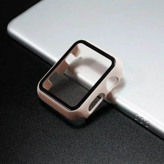 Premium Tempered Glass Hard PC Bumper Case for Apple Watch Screen Protection