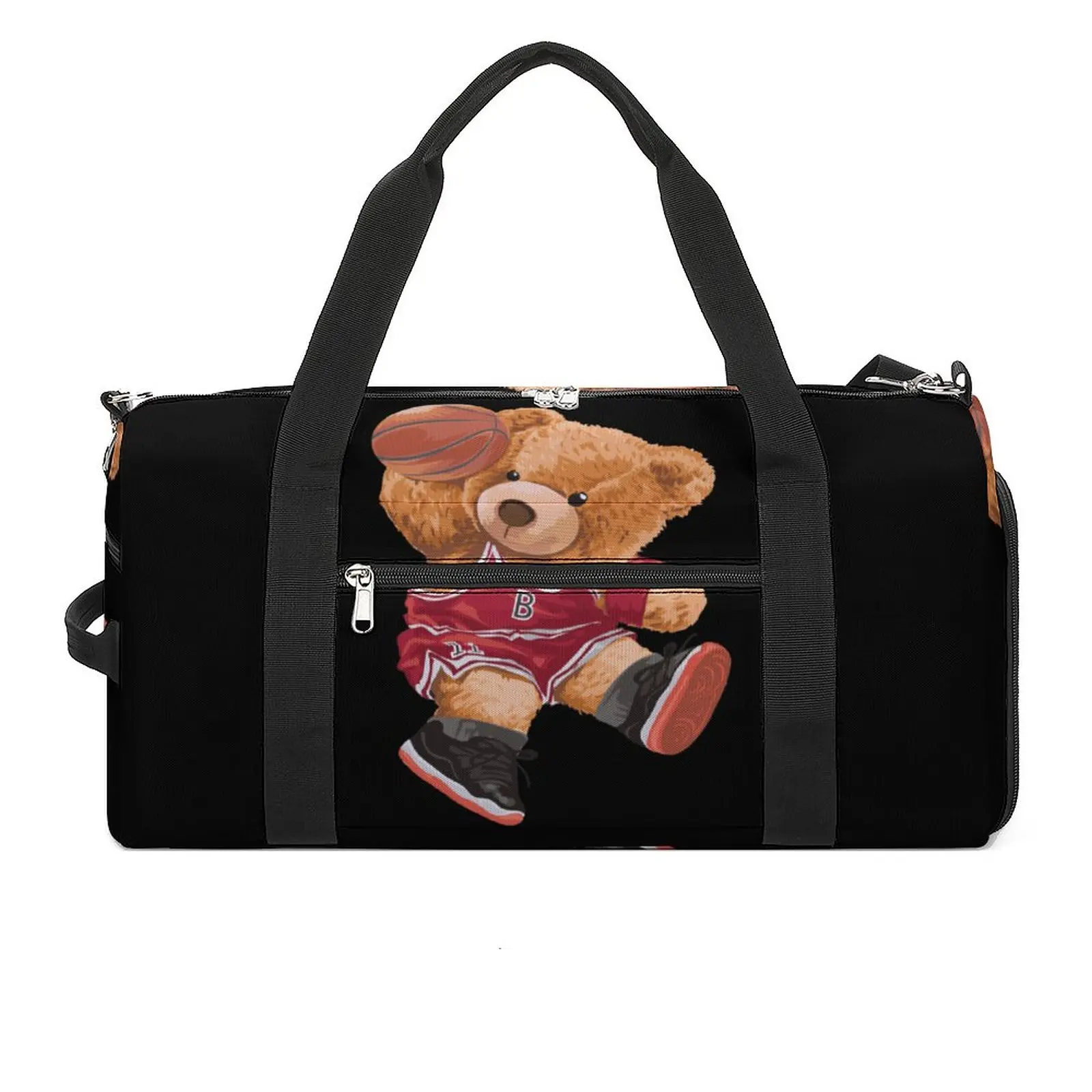 

Funny Teddy Bear Basketball Slam Dunking Sport Gym Bag Cartoon Weekend Sports Bags Large Swimming Handbag Novelty Fitness Bag