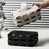 Nordic Luxury Leather Paper Holder Double Plaid Woven Tissue Box Luxury Desktop Napkin Organizer Home Creative Handkerchief 1