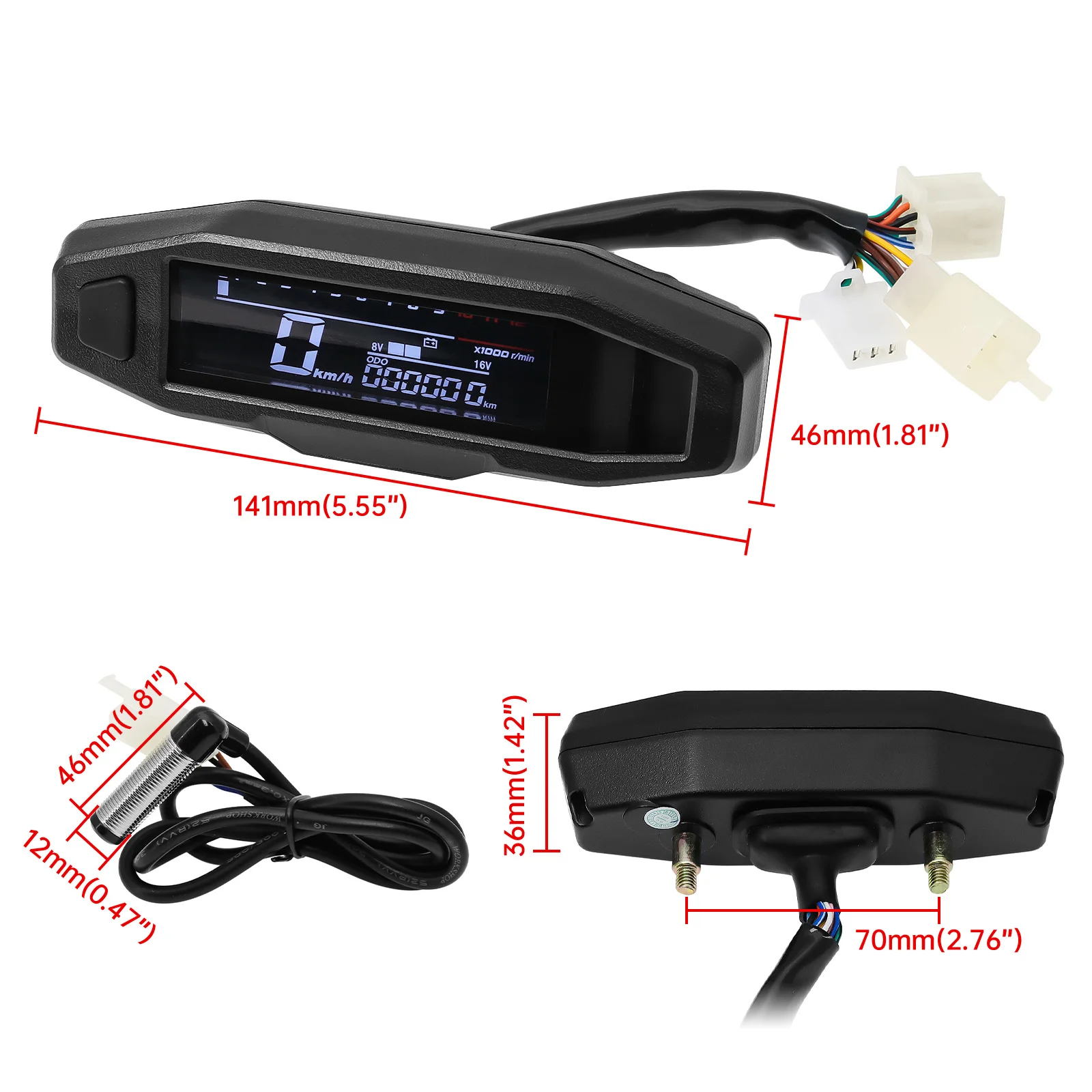 Ein neuer Universal Moto RPM Tachometer Tachometer Geschwindigkeitsmesser Tacho Meter Digitaler Kilometerzähler Instrument Sensor Set für Motorrad – Detail 13