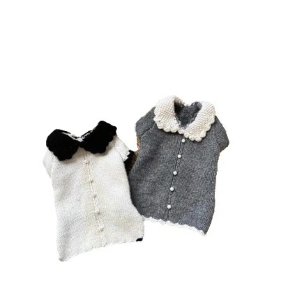 애완동물 가을 및 겨울 단색 배색 칼라 스웨터 겨울 따뜻한 니트 스웨터 소형 및 중형견 요크셔 테디