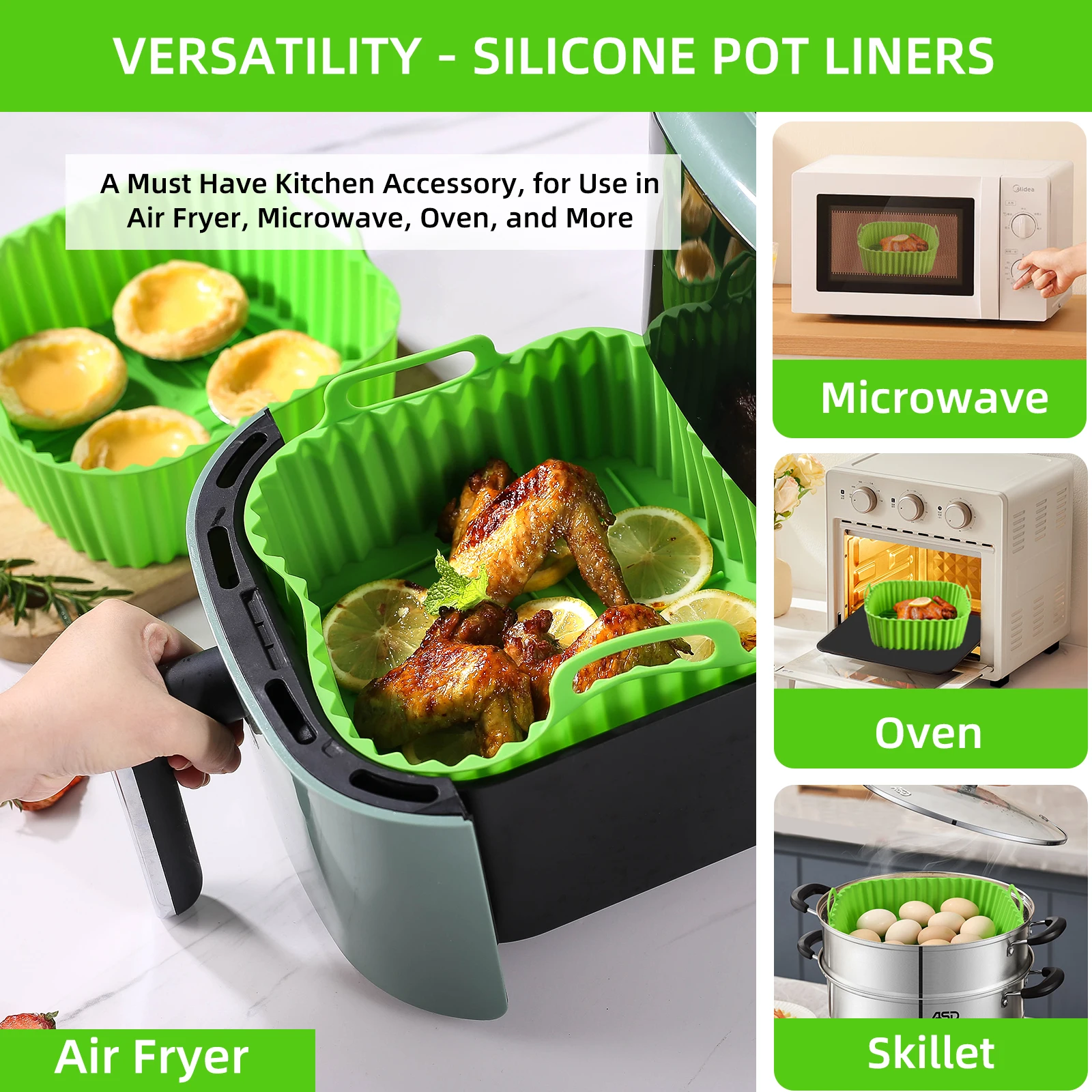 Air Fryer Paper Liners silicone Parchment Paper Liner for Microwave Non-Stick Square Free of Bleach air fryer liners