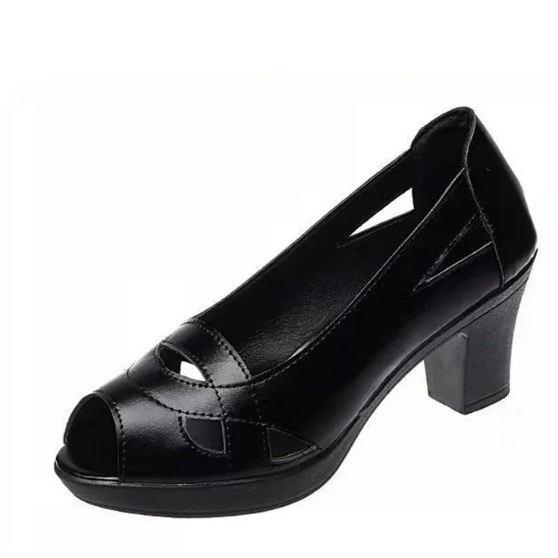 sapatos femininas women fashion plus size open toe high quality spring slip on square heel shoes lady casual office shoes ca126 6