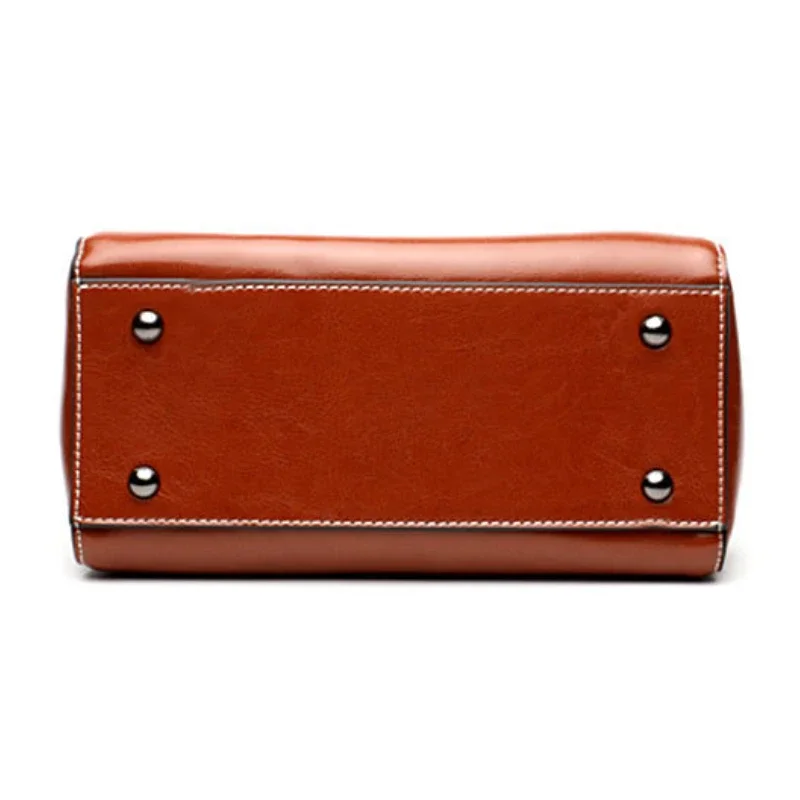 Borsa a tracolla portatile da donna alla moda Senso del design Borsa a tracolla in vera pelle ad alta capacità con una spalla in cera d'olio_voghion.com