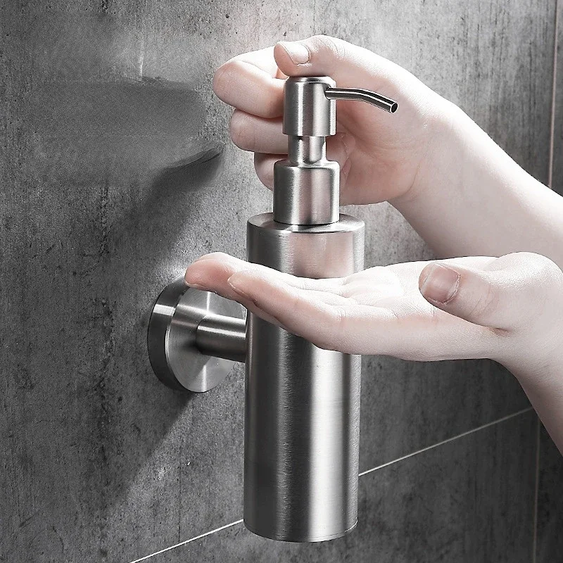 

304 Stainless Steel Soap Dispenser Wall Mounted 200ml New Hotel Liquid Soap Dispenser Hand Soap Dispenser Bathroom Accessories