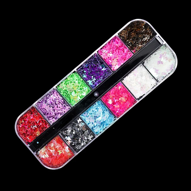 Holographic Butterfly  Heart Multi Shape  Laser Symphony Butterfly Sequins 3D Colorful Sequins Manicure  Nail Art Decoration MJLP-011
