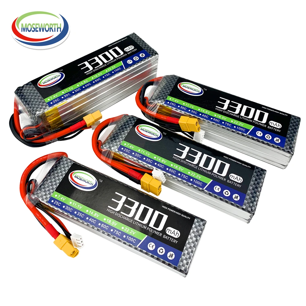 

7.4v 11.1V 14.8v 18.5v 22.2v 3300mAh 30C 40C 60C Lipo Battery For Remote Control Toys RC Helicopter Quadcopter Drone Airplane