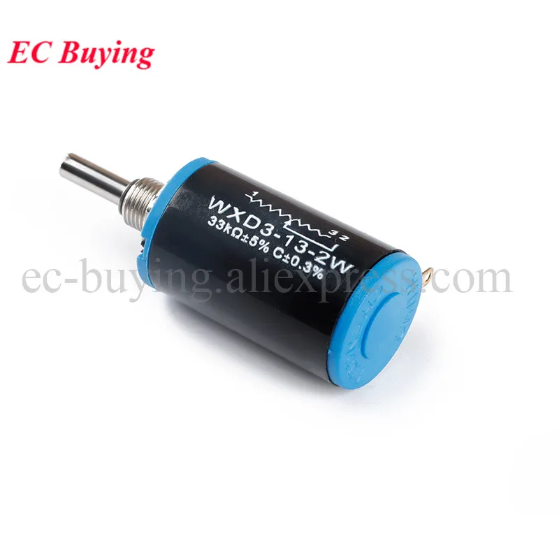 Multiturn Potentiometer 1-2Pcs WXD3-13-2W 10K 100/220/470/680 Ohm Wirewound Multi-Turn Potentiometer Resistance 1K 2.2K 4.7K 5.6K 6.8K 47K Rotary Switch multiturn potentiometer rotary potentiometer
