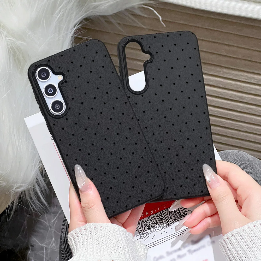 Chic Black Polka Dot Lichee Phone Case - Soft Protective Cover