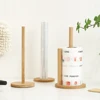 1PC Bamboo Paper Towel Holder Kitchen Dining Room Vertical Wooden Paper Roll Organizer Cling Film Holder Lazy Rag Holder 1