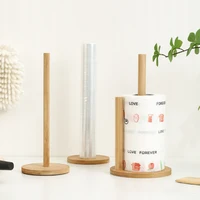 1PC Bamboo Paper Towel Holder Kitchen Dining Room Vertical Wooden Paper Roll Organizer Cling Film Holder Lazy Rag Holder 1