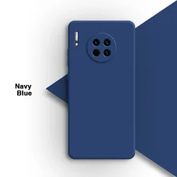 Premium Shockproof Liquid Silicone Protective Shell for Huawei - Soft Back Cover with Lens Protection (Navy Blue)