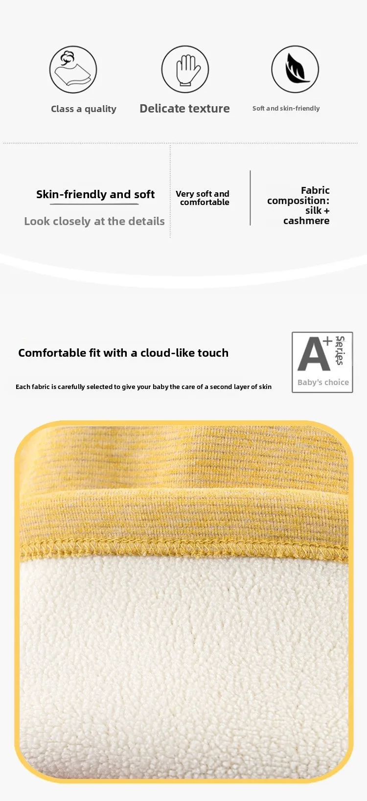 6M-3Y Baby Seide Kaschmir Fleece Set Winter Warme Langarm Unterwäsche Verdickte Thermische Hause Kleidung – Detail 2
