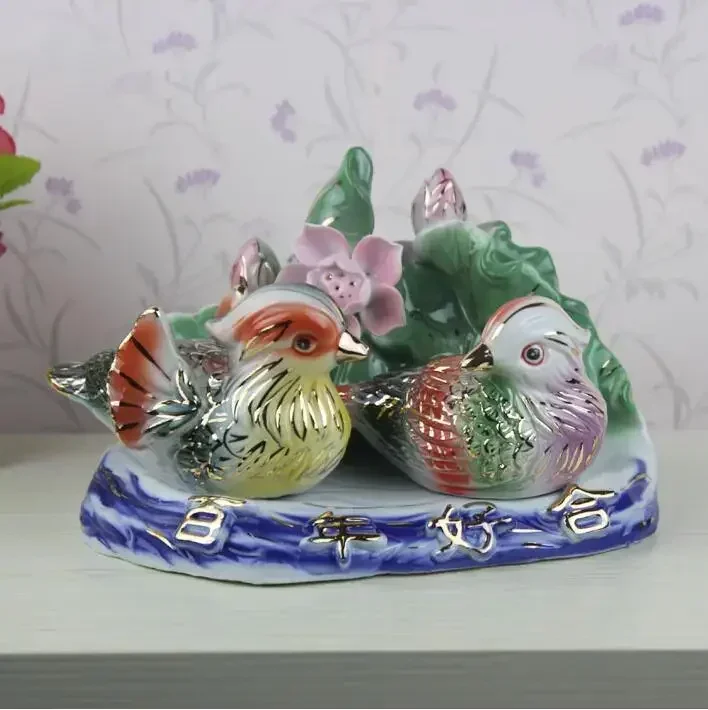 

Свадебные подарки фэн-шуй керамические аксессуары мандаринка утка украшение для дома китайские Птицы поделки для пары