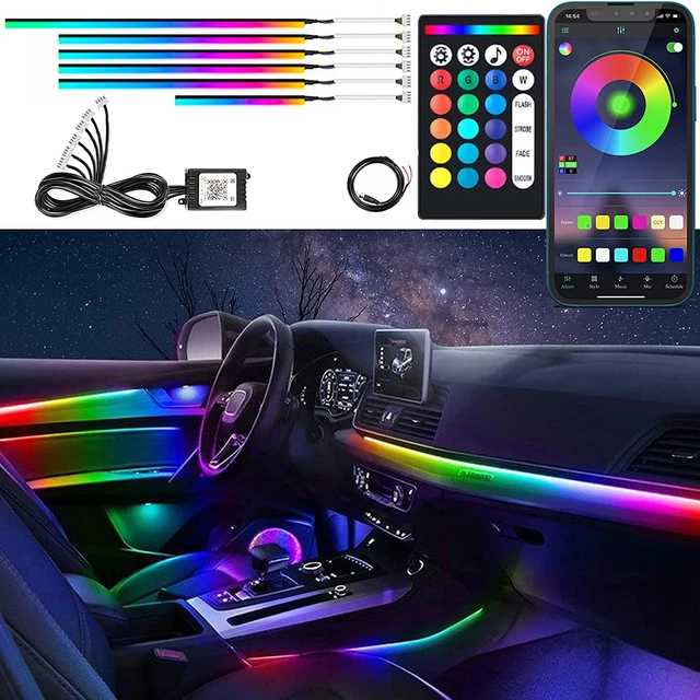 4/5/6 in 1 Neon Ambient Light for Car Interior 64 Color Breathe Decoration  LED Strip Lights RGB Bluetooth App Remote Control - AliExpress