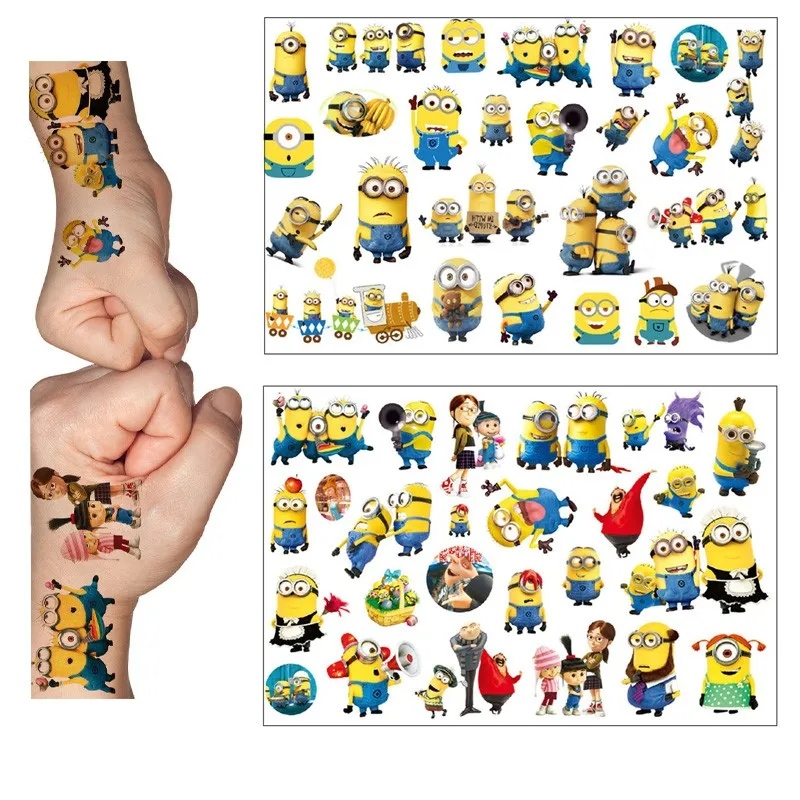 1Pcs Cartoon Anime Minions Temporary Tattoo Sticker Body Art Tattoo Stickers Cosplay Party Toys Kids Birthday Gifts
