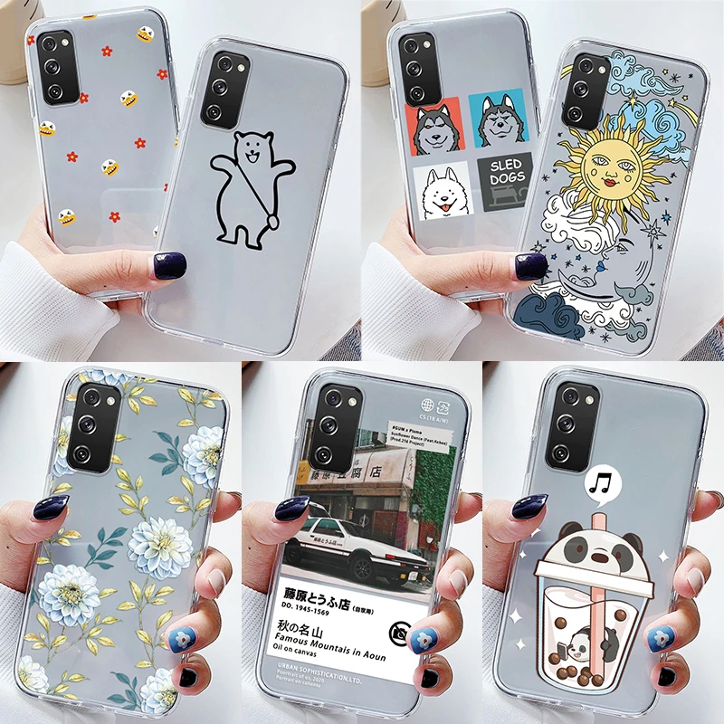 Custodia Morbida Per Samsung Galaxy S20 S 20 Fe S20 Plus Cover Tpu Cartoon Pattern Flower Smile Face Fundas Per Samsung S20 Ultra Coque