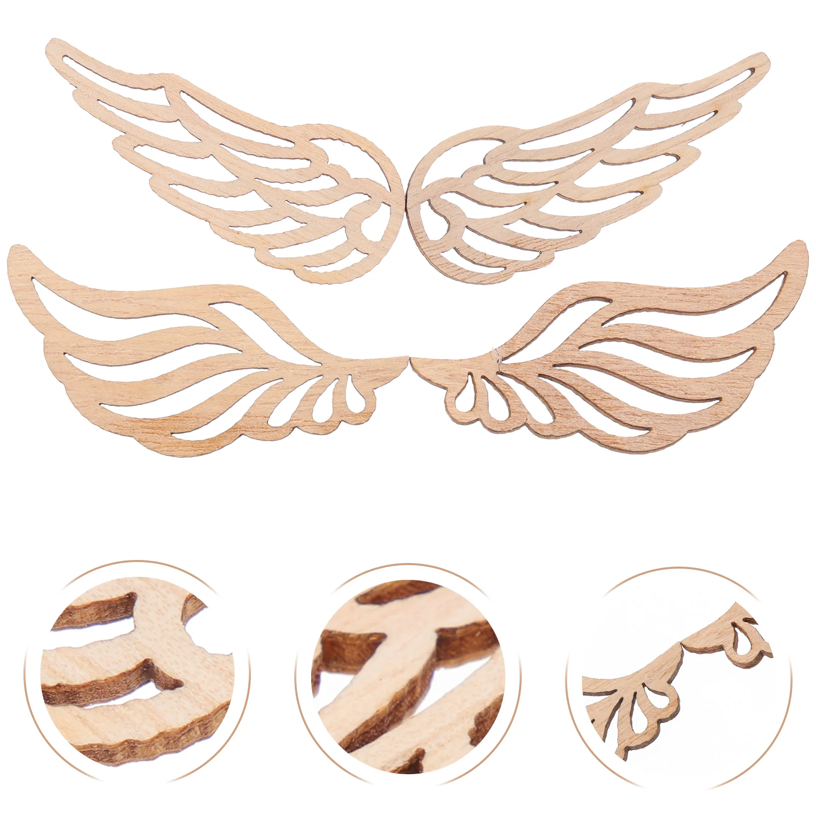 

100pcs Wings Wood Cutouts Slices Unfinished Wood Cutouts DIY Wing Wood Chips