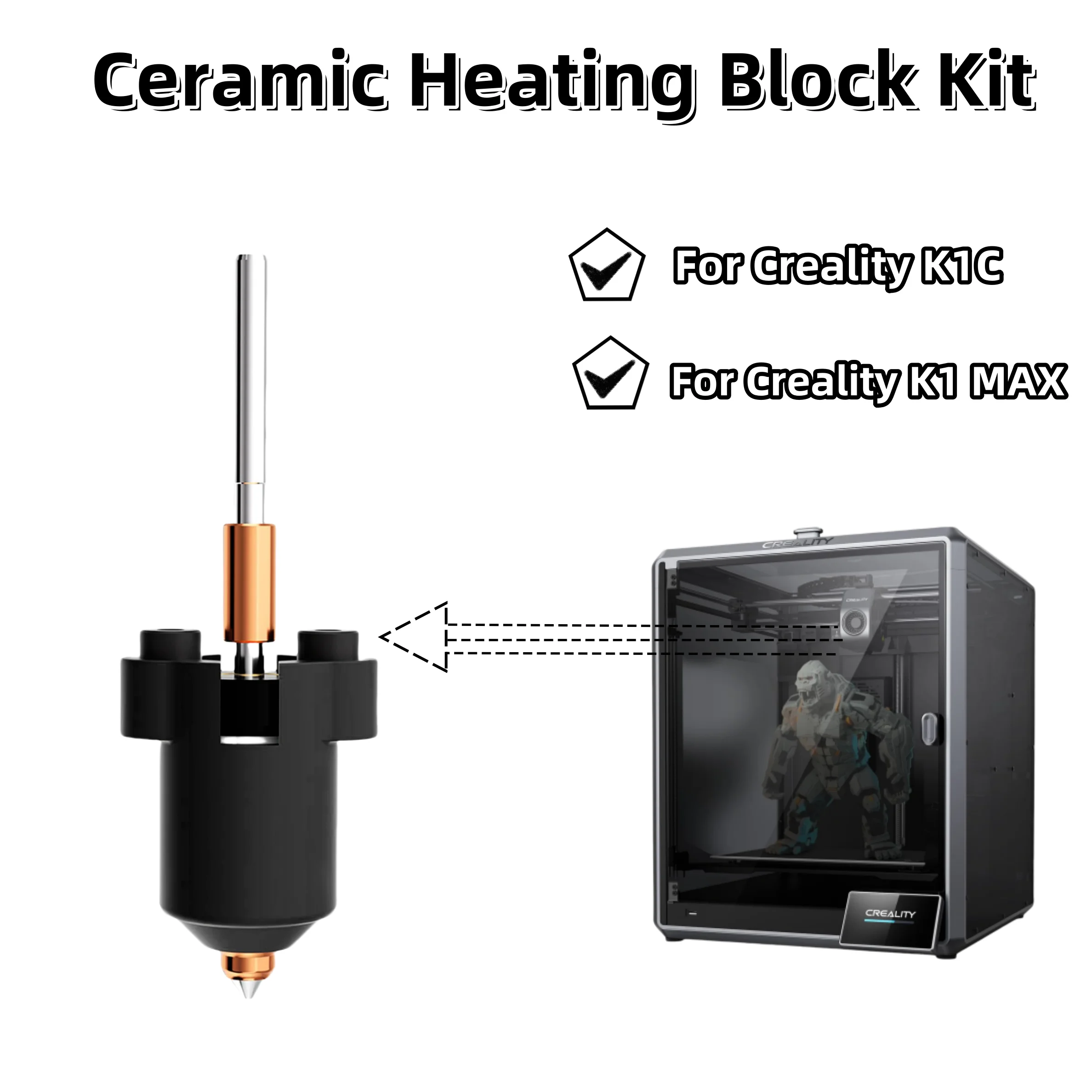 Creality K1C K1 MAX 세라믹 히팅 블록 키트, 0.4mm 퀵 스왑 깍지 키트, 고유량 인쇄 3D 프린터 부품