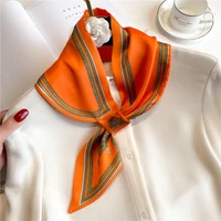Luxury Spring Summer Ear Silk Scarf Women Striped Print Neckerchief Wrist Towel Korean Style Tie Bag Band Ladies Neck Scarf 2023 5