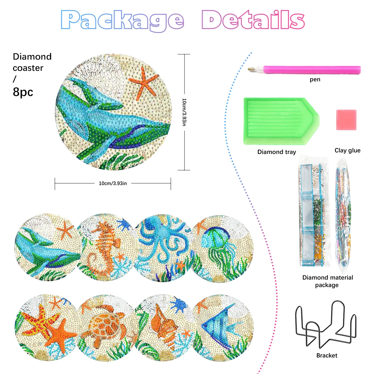 SDOYUNO 6/8pcs DIY Mandala Diamond Painting Coaster Drink Cup Cushion Diamond Embroidery Kit Home Decor Kitchen Accessories