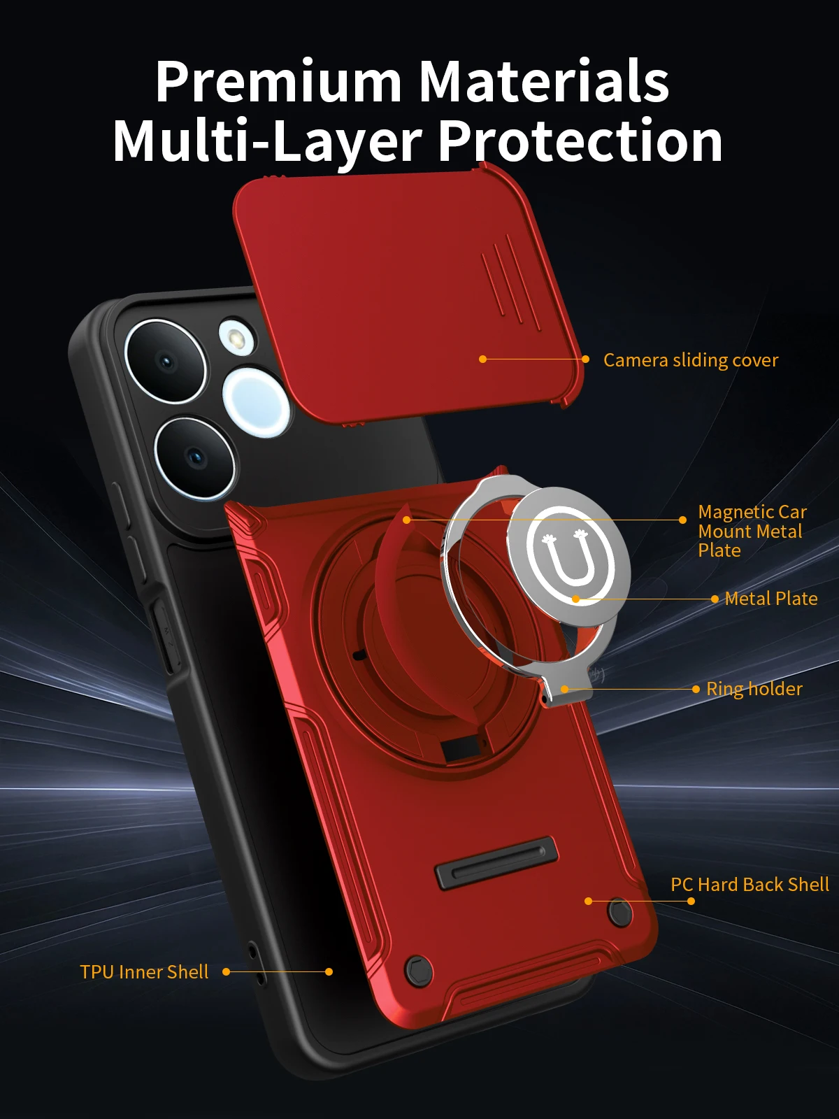360° Rotating Magnetic Ring Holder Phone Case with Magsafe Protective Cover