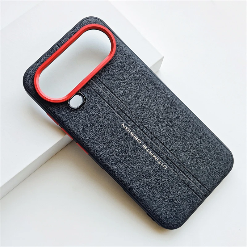 Elegant Shockproof Leather Case - Premium Hard Back Cover with Silicone Bumper