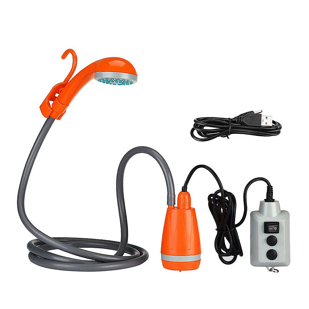 

Portable Camping Shower Outdoor Rechargeable Shower Head Bathing 3.7V Pump 4.9ft for Camping Outdoor Traveling Car Pet Cleaning