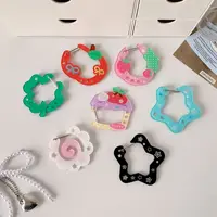 Ins Style Cute Acrylic Cartoon Keychain Holder Korea Kawaii Fruit Cupcake Star Shaped Decor for Bag Pendant Hook Key Hanging 1