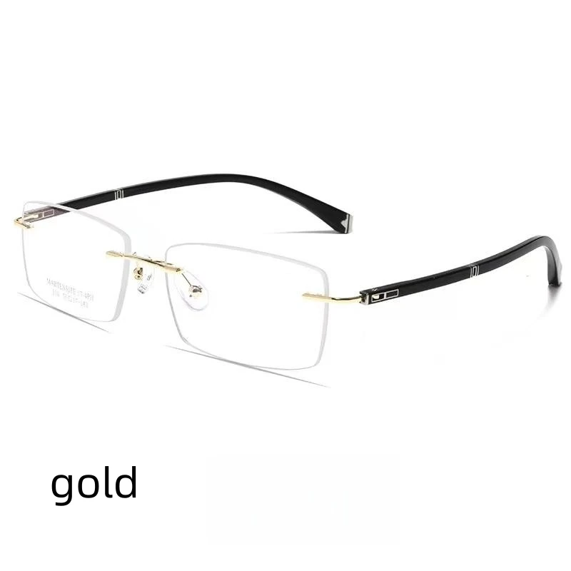 

moojolo Fashion Luxury Glasses Vintage Pure Titanium Square Rimless Eyewear Business Prescription Eyeglasses Frame For Men