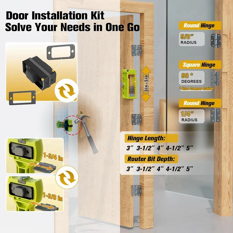 A52I-Door Hinge & Door Latch Installation Kit, Door Hinge Mortiser Template, Latch For Accurate Chiseling And Scoring